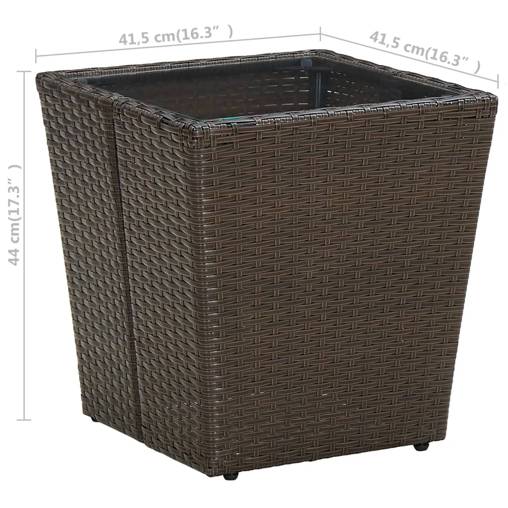 Theetafel 41,5x41,5x43 cm poly rattan massief acaciahout