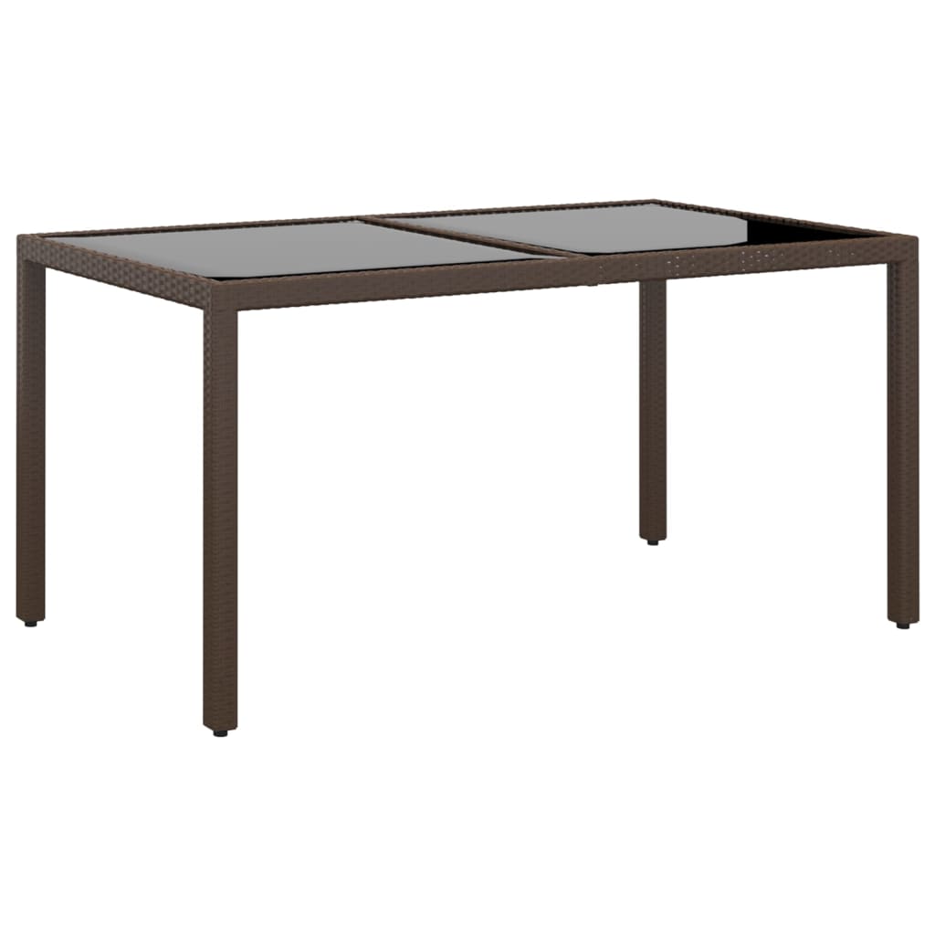 Tuintafel 150x90x75 cm gehard glas en poly rattan beige