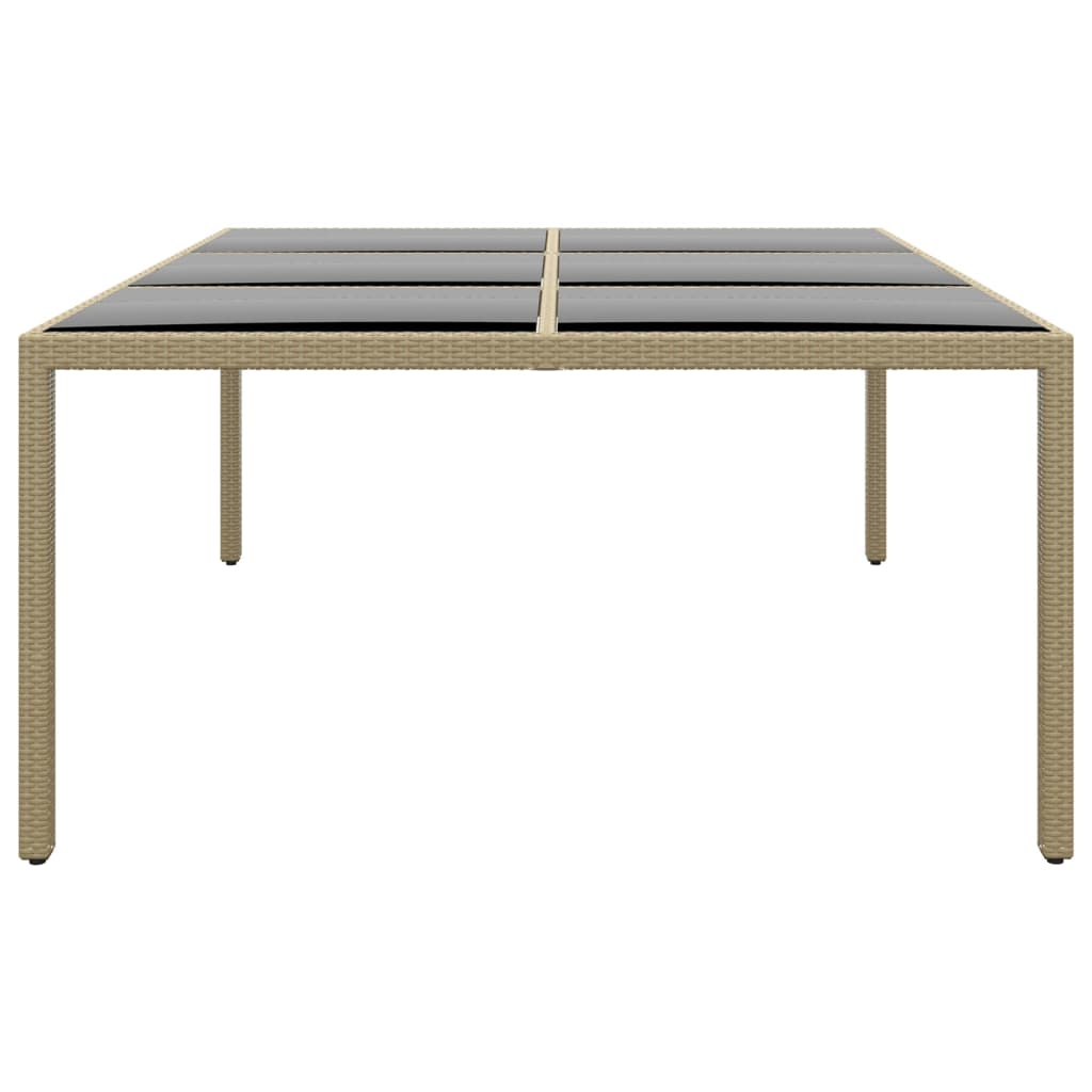 Tuintafel 200x150x75 cm gehard glas en poly rattan