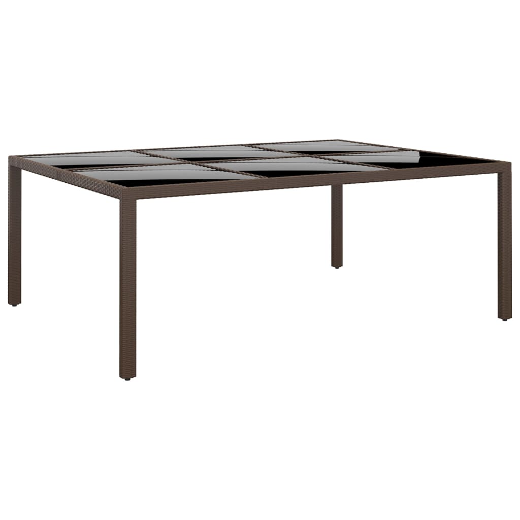 Tuintafel 200x150x75 cm gehard glas en poly rattan