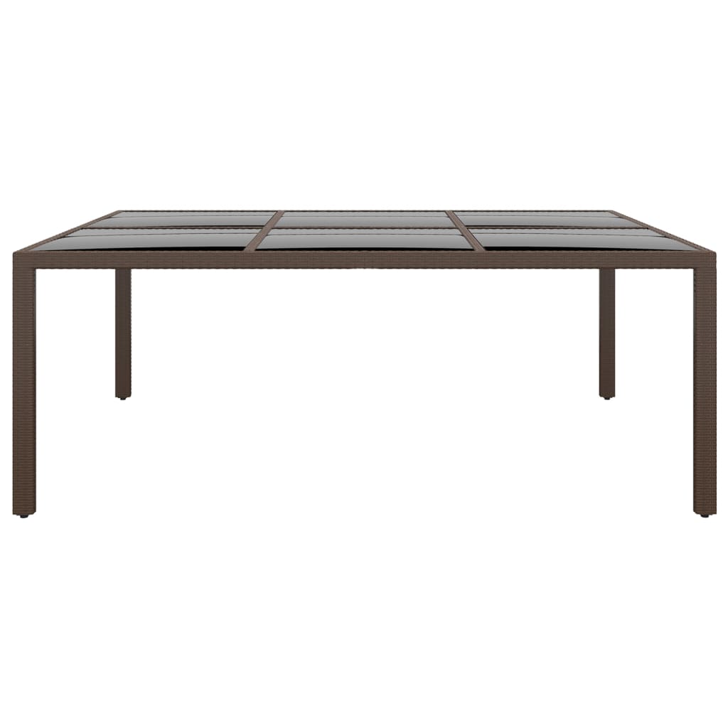 Tuintafel 200x150x75 cm gehard glas en poly rattan