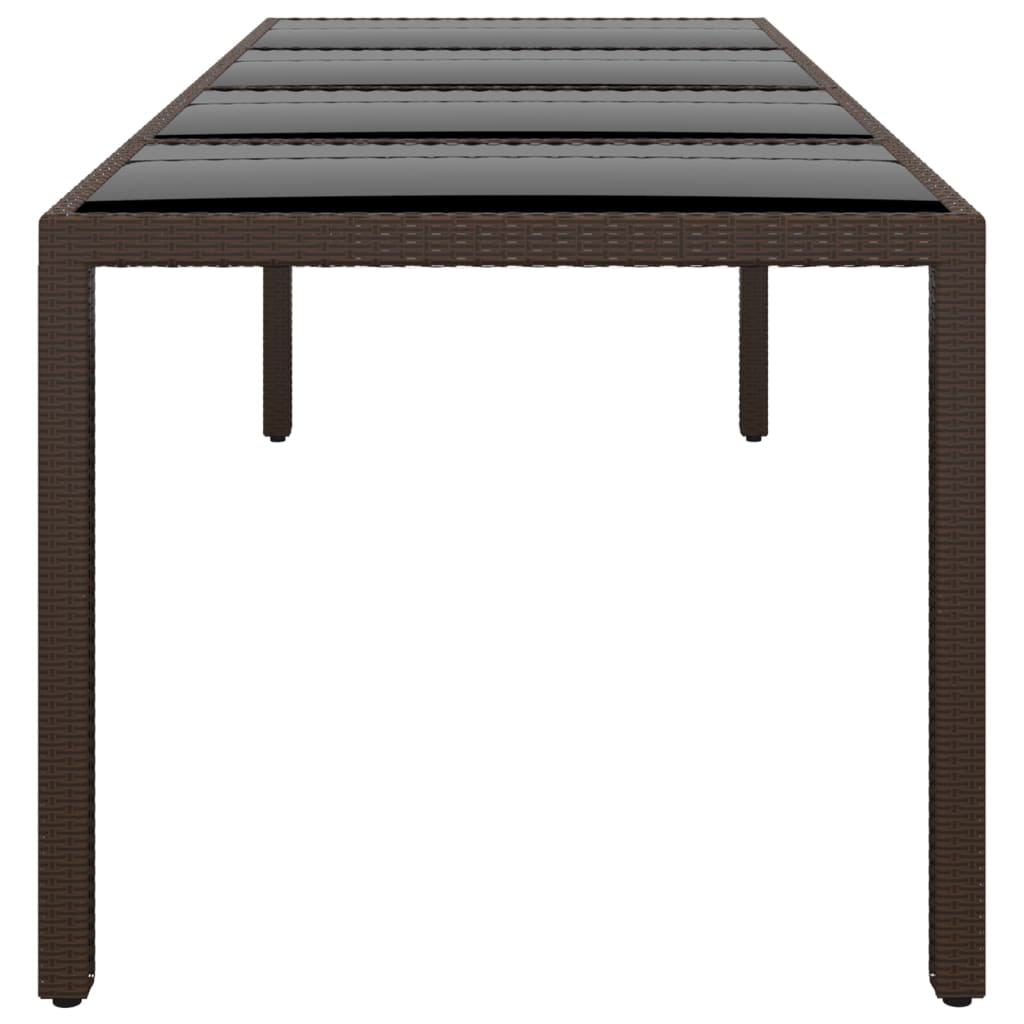 Tuintafel met glazen blad poly rattan