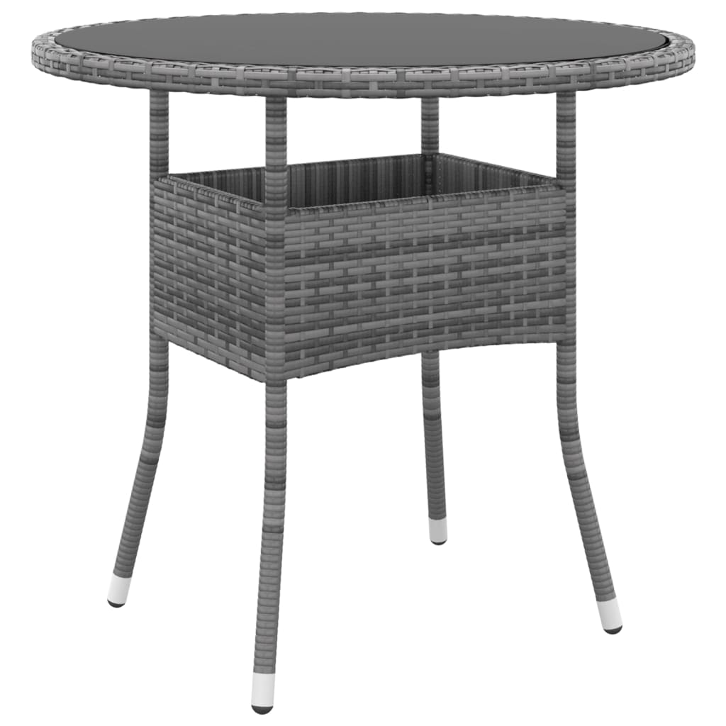 Tuintafel Ø80x75 cm gehard glas en poly rattan