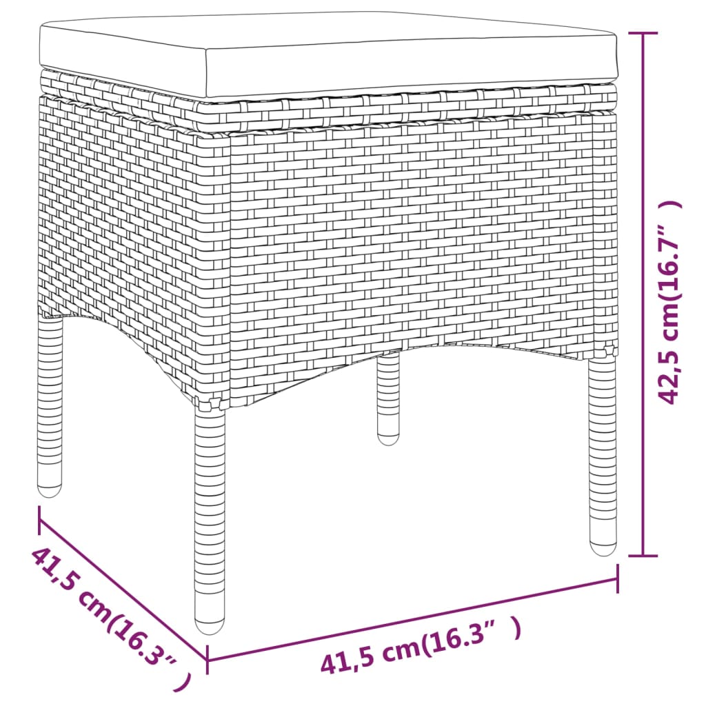 4-delige Tuinstoelen- en voetenbankenset poly rattan grijs