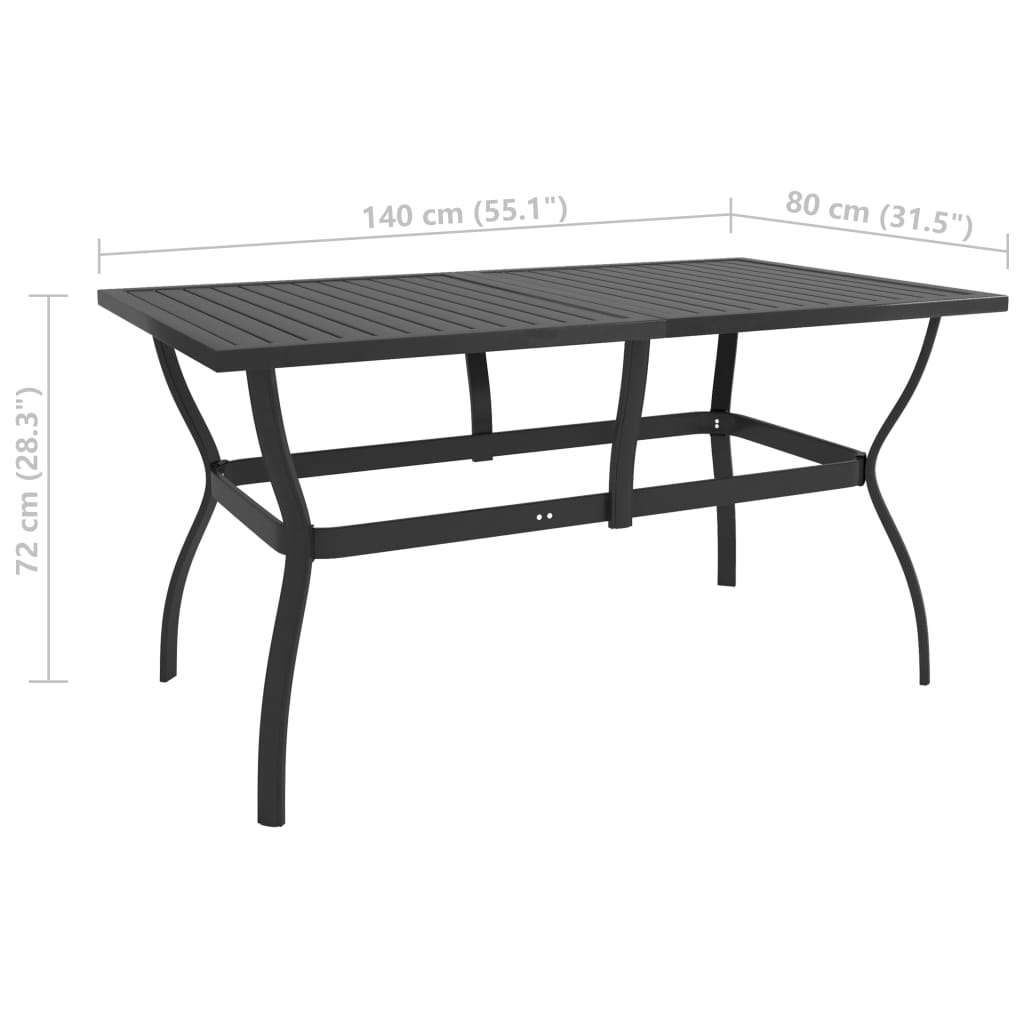 Tuintafel 140x80x72 cm staal