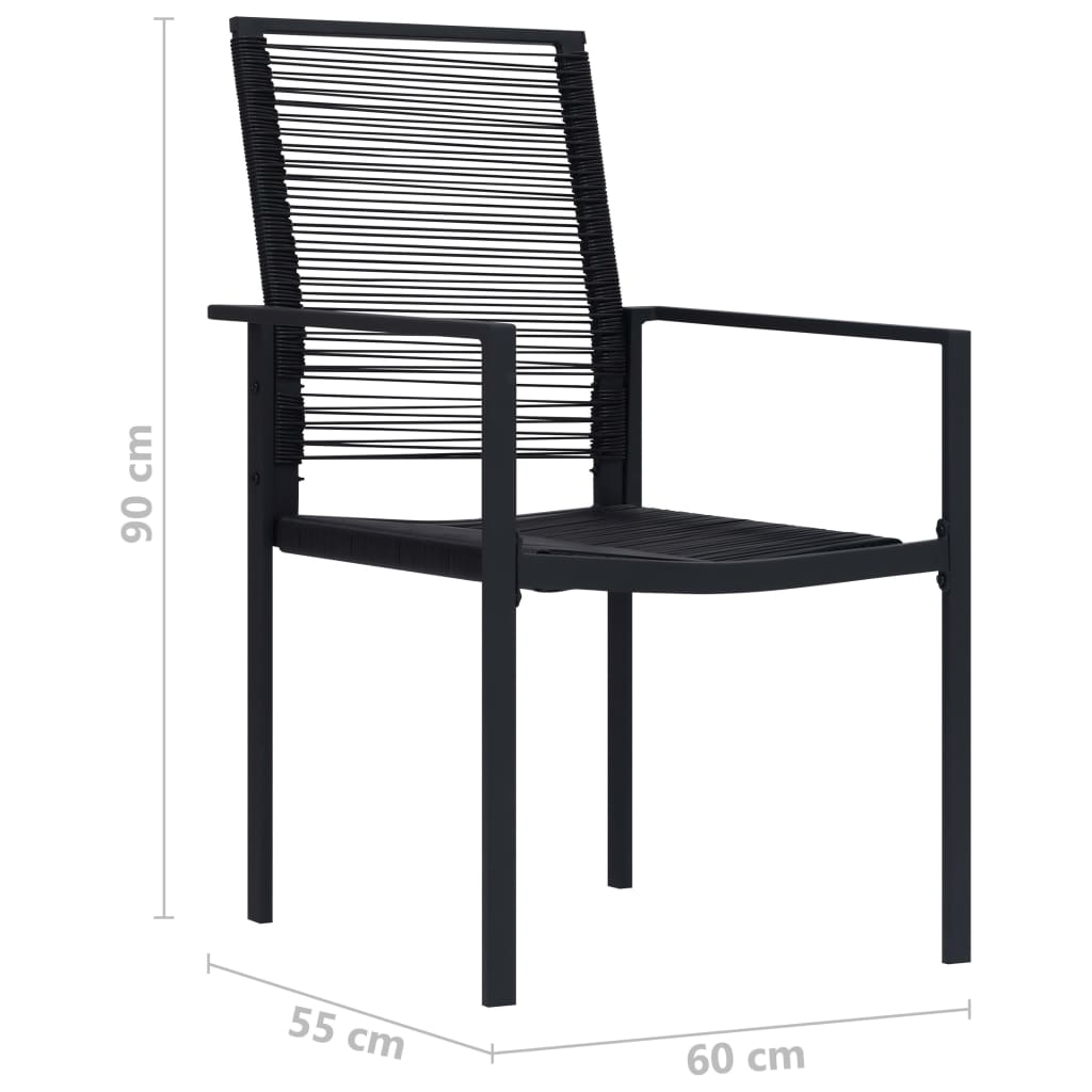 Tuinstoelen 2 st PVC-rattan zwart