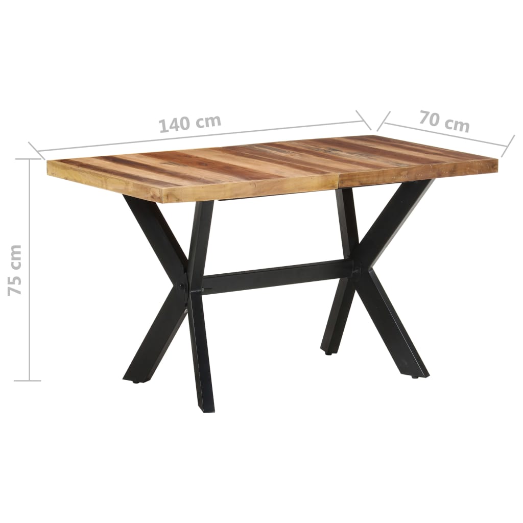 Eettafel 180x90x75 cm massief hout met honingkleurige afwerking