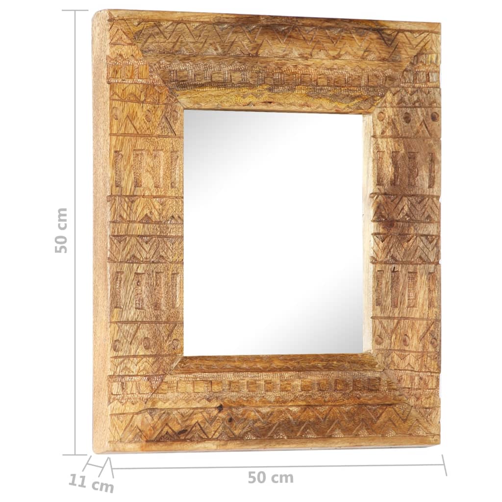 Spiegel handgesneden 80x50x2,5 cm massief mangohout