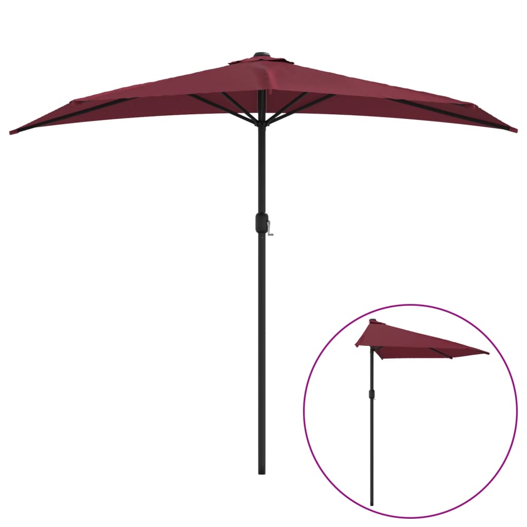 Balkonparasol half met aluminium paal 270x144x222 cm terracotta