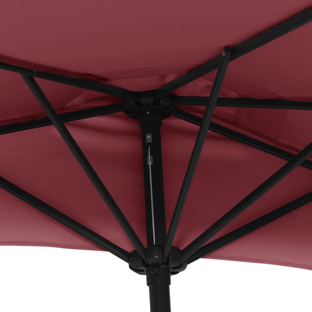 Balkonparasol half met aluminium paal 270x144x222 cm terracotta