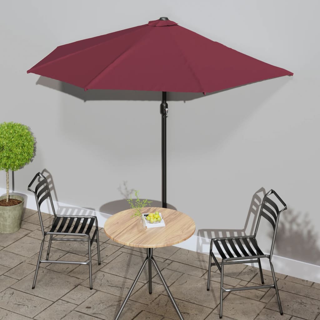 Balkonparasol half met aluminium paal 270x144x222 cm terracotta