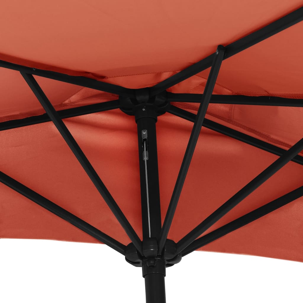 Balkonparasol half met aluminium paal 270x144x222 cm terracotta