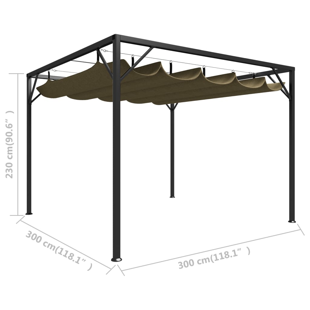 Tuinprieel met uittrekbaar dak 180 g/m² 3x3 m