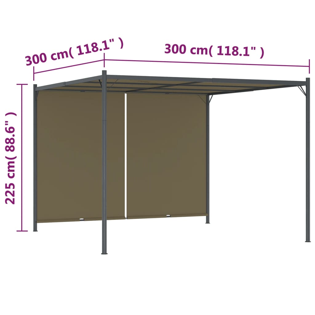 Pergola met uittrekbaar dak 180 g/m² 3x3 m