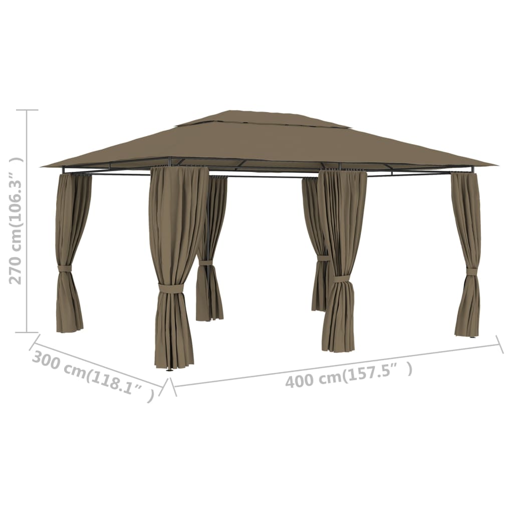 Tuinpaviljoen met gordijnen 4x3 m antraciet