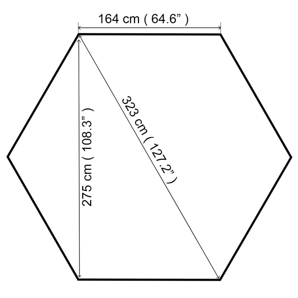 Tuinprieel 323x265 cm hexagonaal