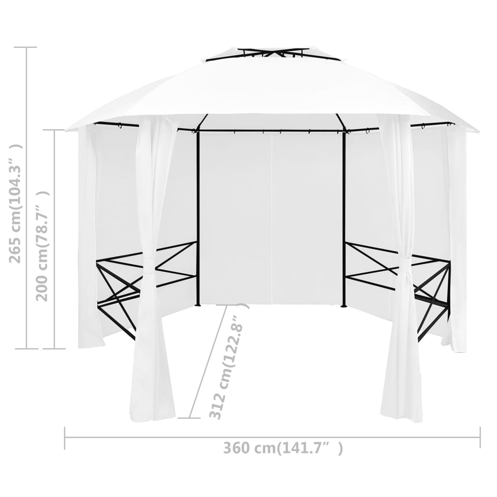 Tuinpaviljoen met gordijnen 180 g/m² 360x312x265 cm