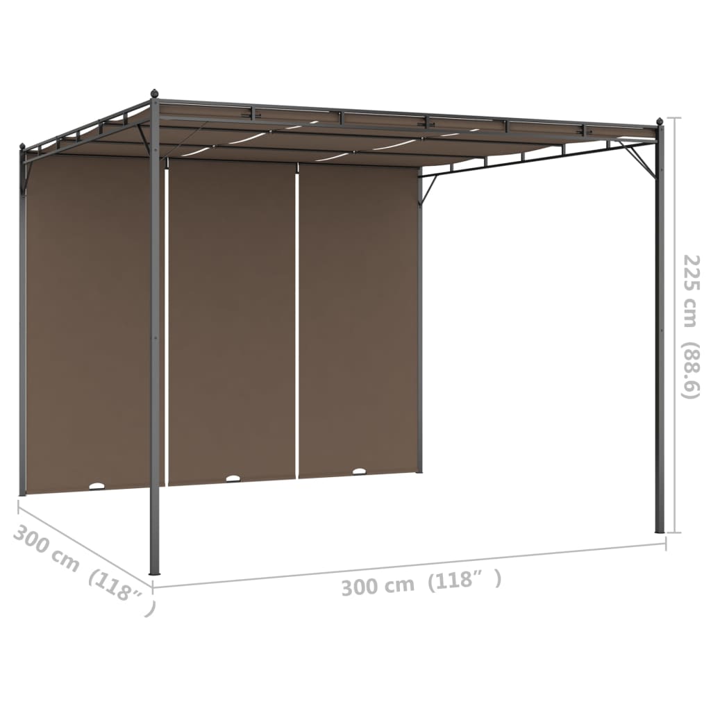 Tuinprieel met zijgordijn 4x3x2,25 m taupe