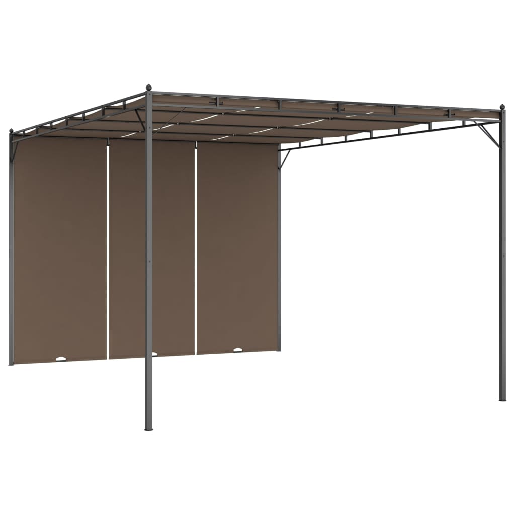 Tuinprieel met zijgordijn 4x3x2,25 m taupe