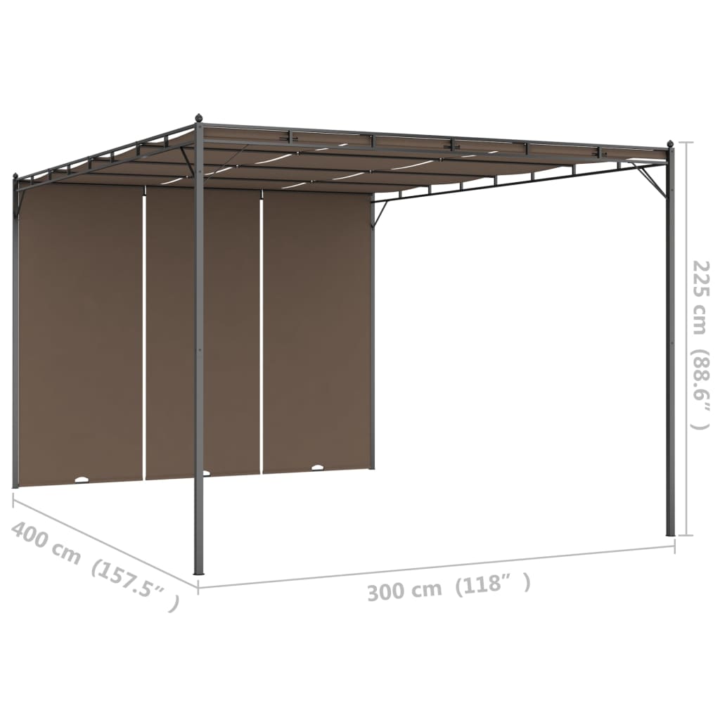 Tuinprieel met zijgordijn 4x3x2,25 m taupe