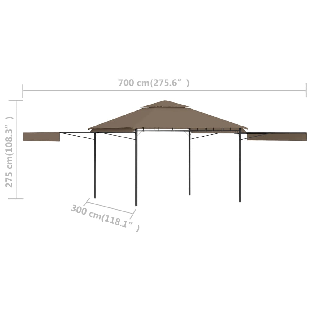 Prieel met uitschuifbare daken 180 g/m² 3x3x2,75 m