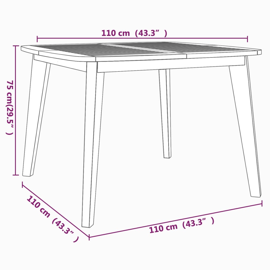 Tuintafel Ø85x75 cm massief acaciahout