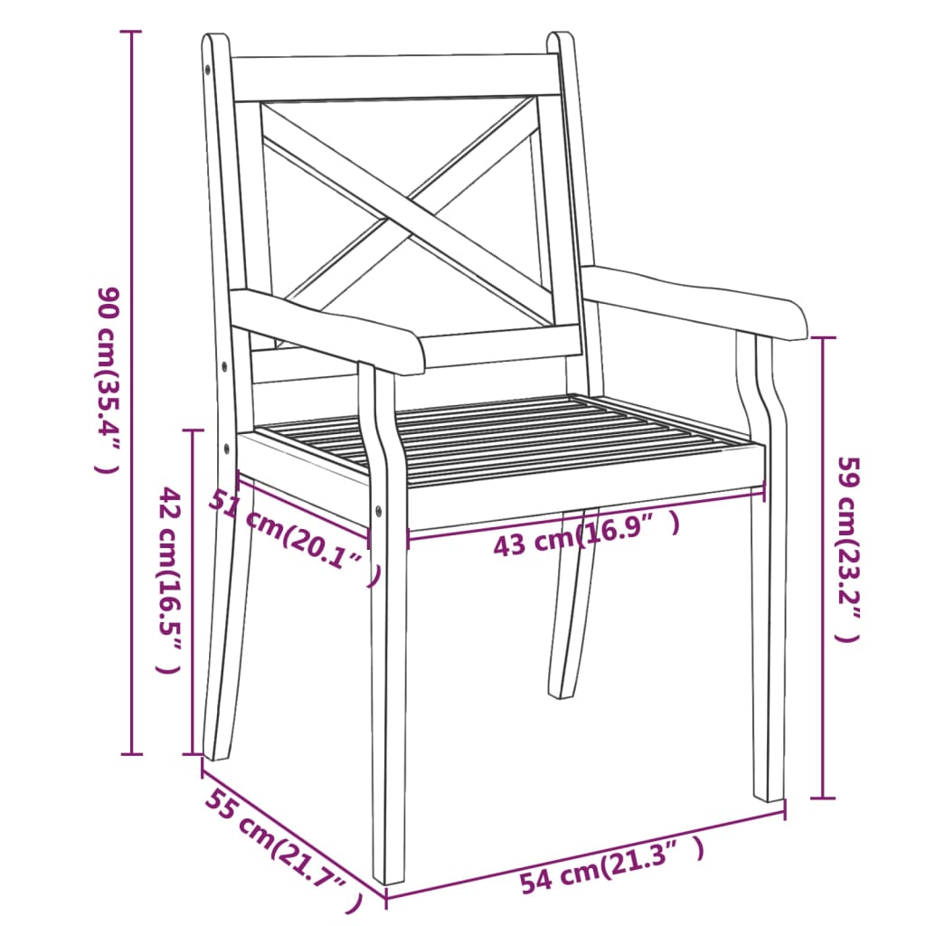 Tuinstoelen 6 st massief acaciahout