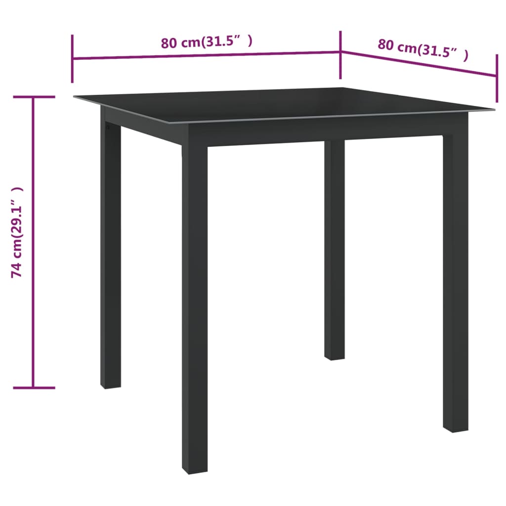 Tuintafel 190x90x74 cm aluminium en glas