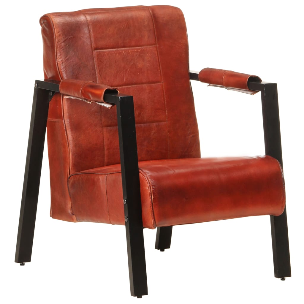 Fauteuil 60x80x87 cm echt geitenleer donkerbruin