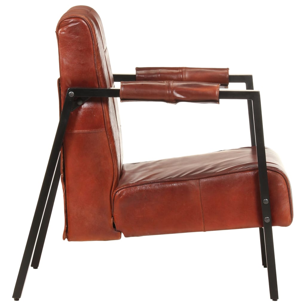 Fauteuil 60x80x87 cm echt geitenleer donkerbruin