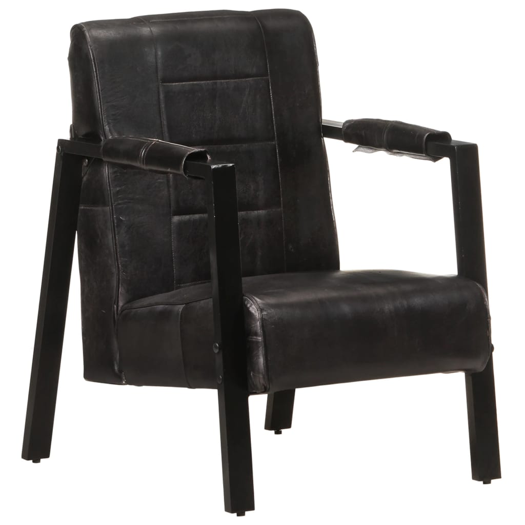 Fauteuil 60x80x87 cm echt geitenleer donkerbruin