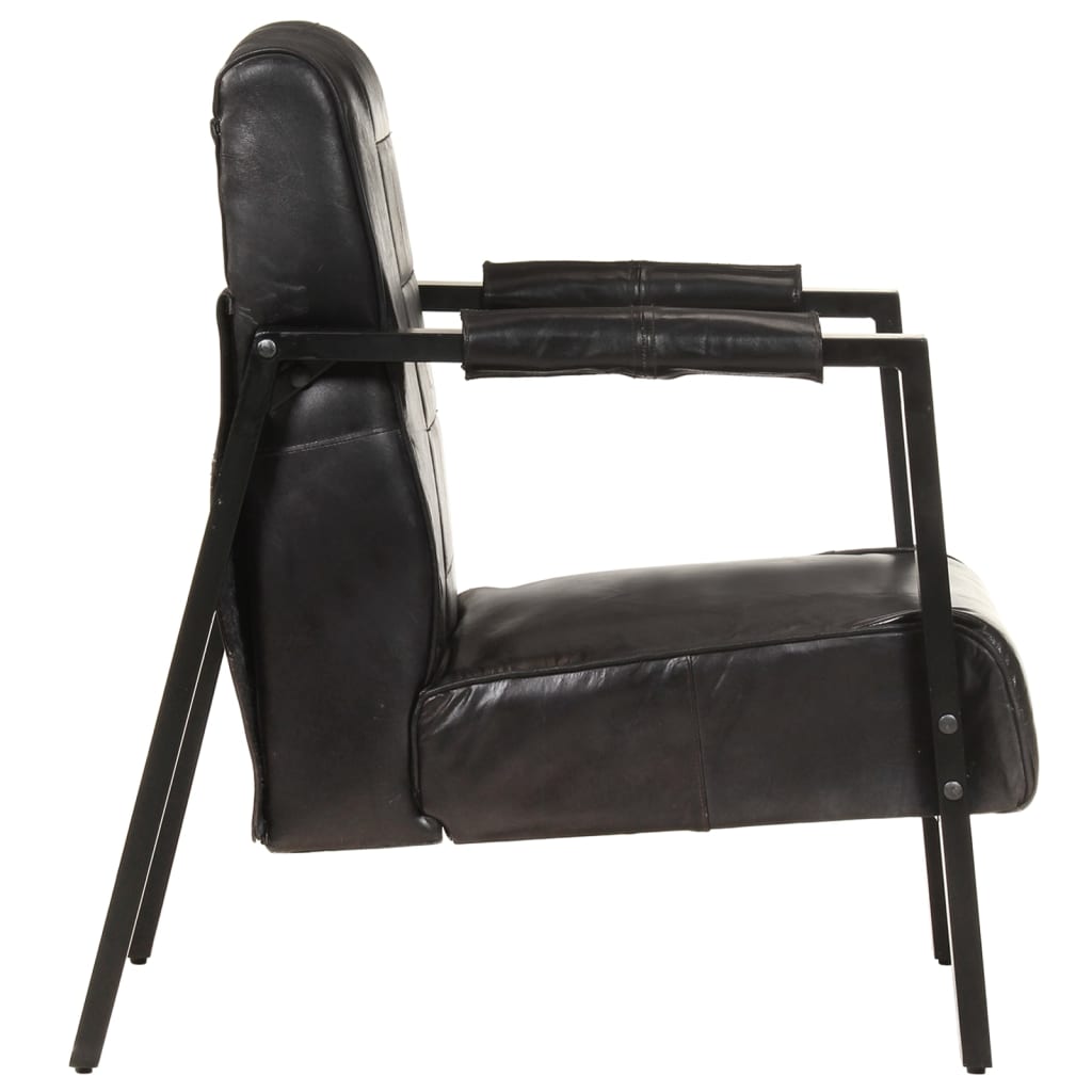 Fauteuil 60x80x87 cm echt geitenleer donkerbruin