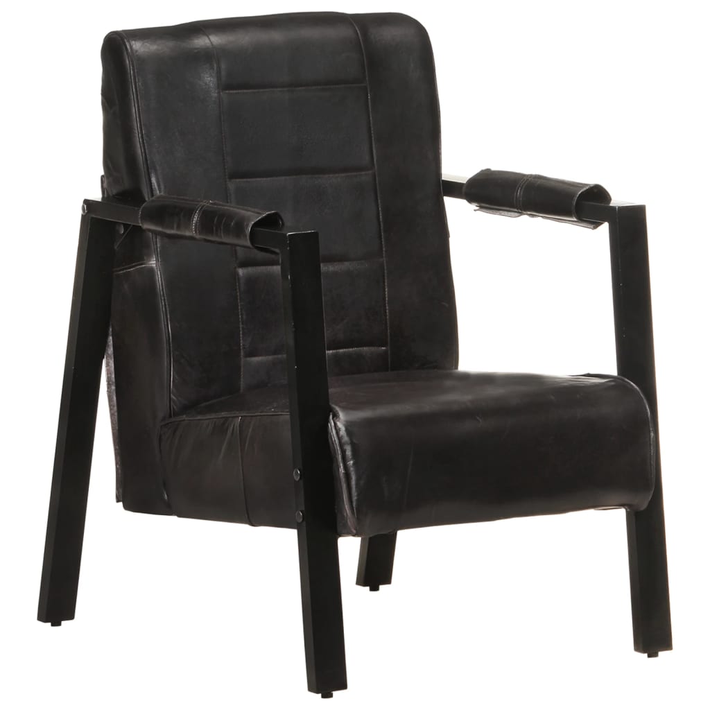 Fauteuil 60x80x87 cm echt geitenleer donkerbruin