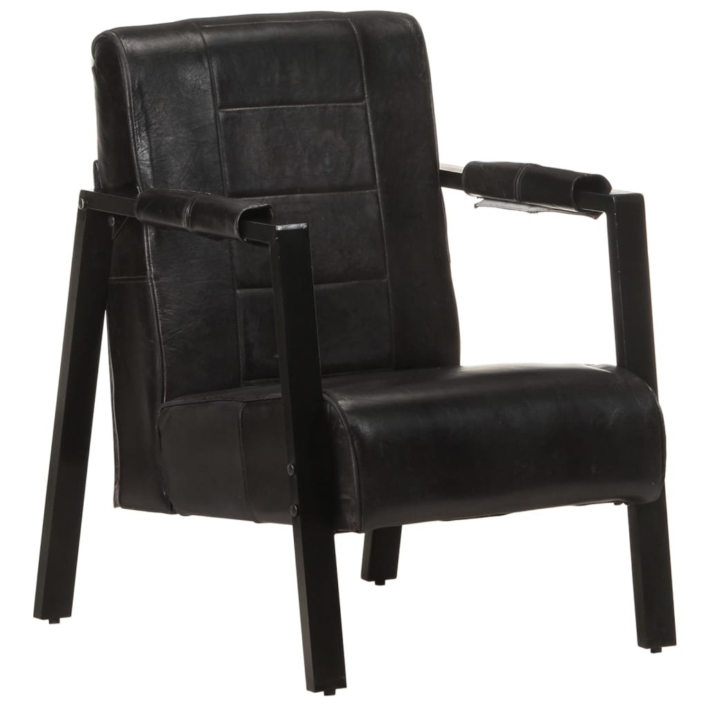 Fauteuil 60x80x87 cm echt geitenleer donkerbruin