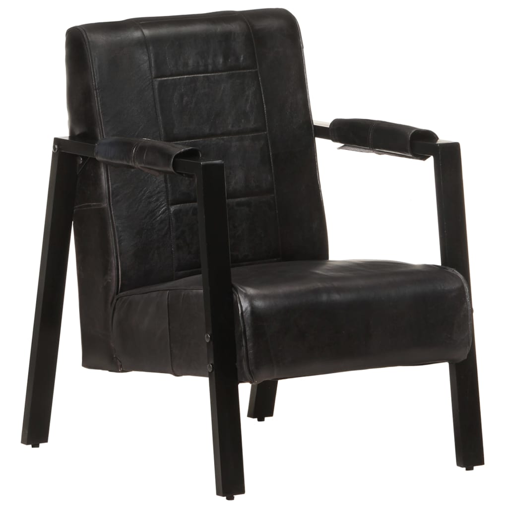 Fauteuil 60x80x87 cm echt geitenleer donkerbruin