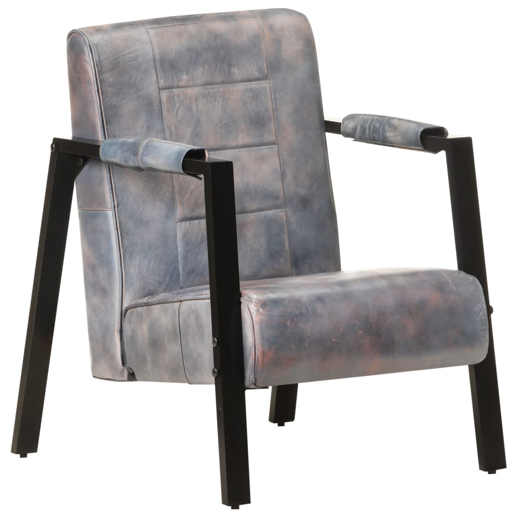 Fauteuil 60x80x87 cm echt geitenleer donkerbruin