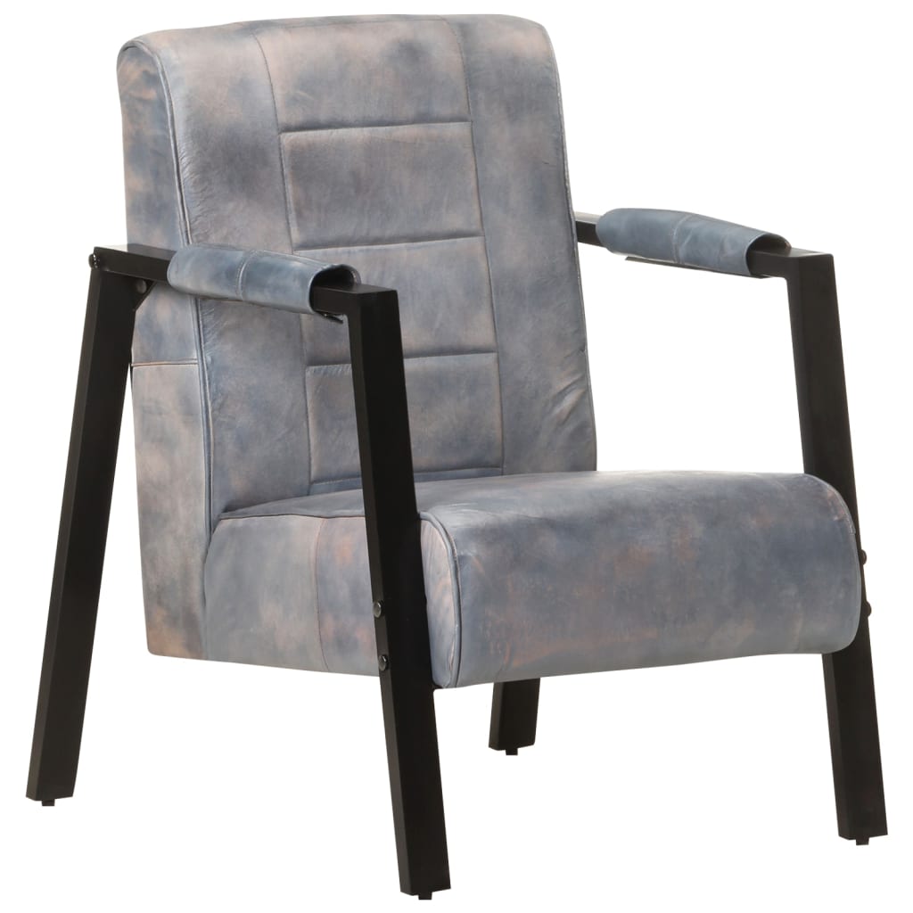 Fauteuil 60x80x87 cm echt geitenleer donkerbruin