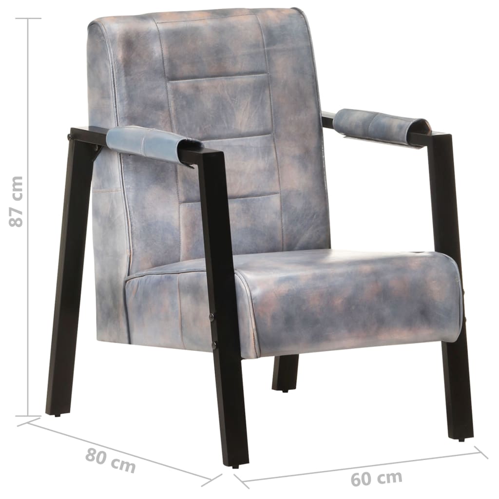 Fauteuil 60x80x87 cm echt geitenleer donkerbruin