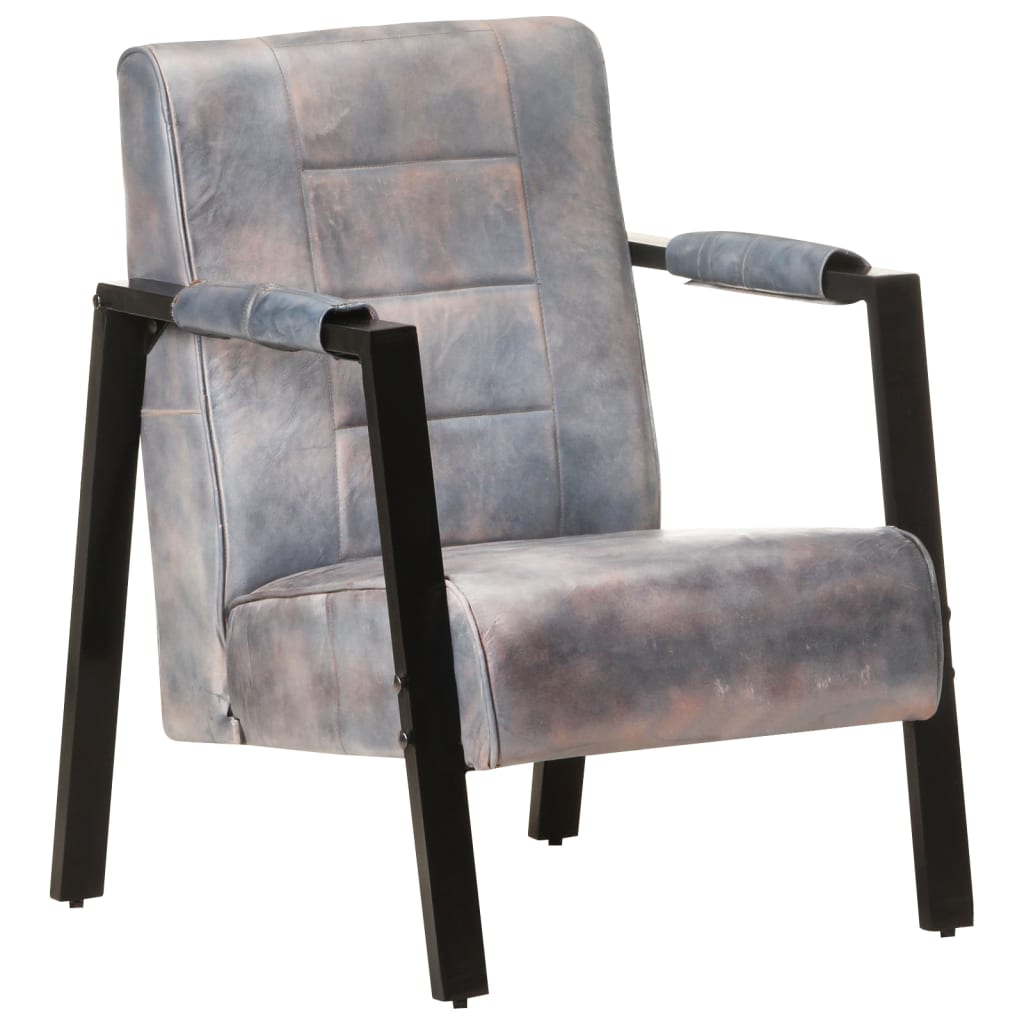 Fauteuil 60x80x87 cm echt geitenleer donkerbruin