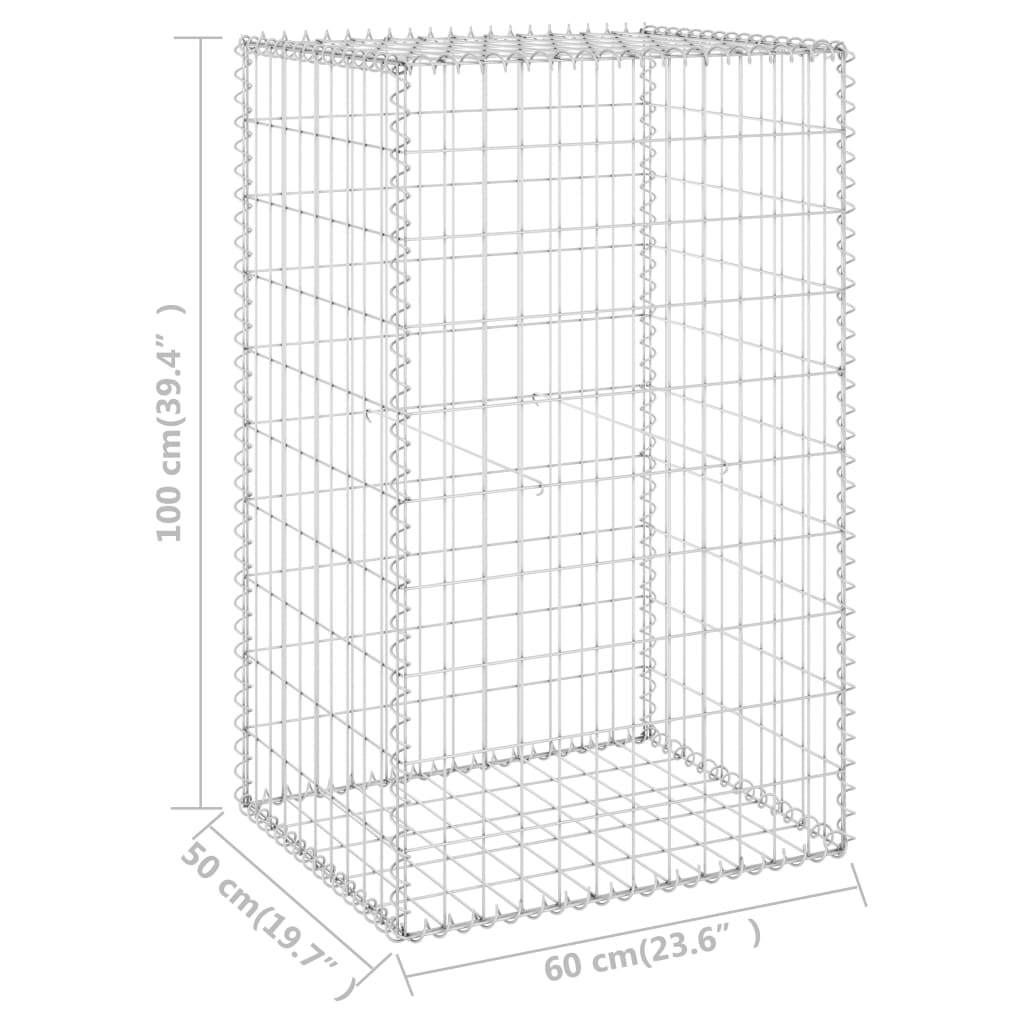 Schanskorfmuur met deksels 150x60x100 cm gegalvaniseerd staal