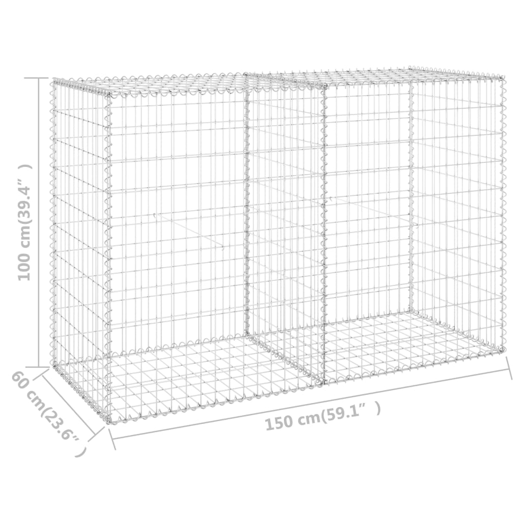 Schanskorfmuur met deksels 900x30x150 cm gegalvaniseerd staal