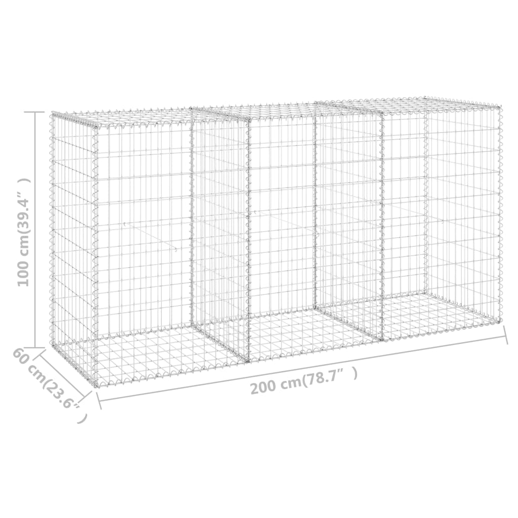 Schanskorfmuur met deksels 900x30x150 cm gegalvaniseerd staal