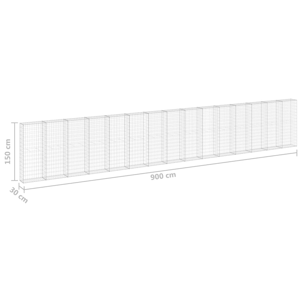 Schanskorfmuur met deksels 150x60x100 cm gegalvaniseerd staal