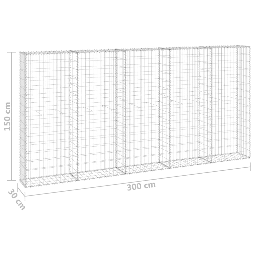 Schanskorfmuur met deksels 900x30x150 cm gegalvaniseerd staal