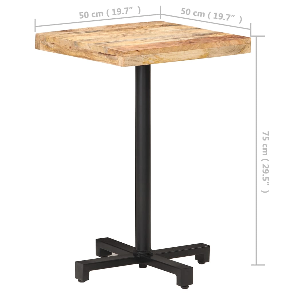 Bistrotafel vierkant 60x60x75 cm ruw mangohout