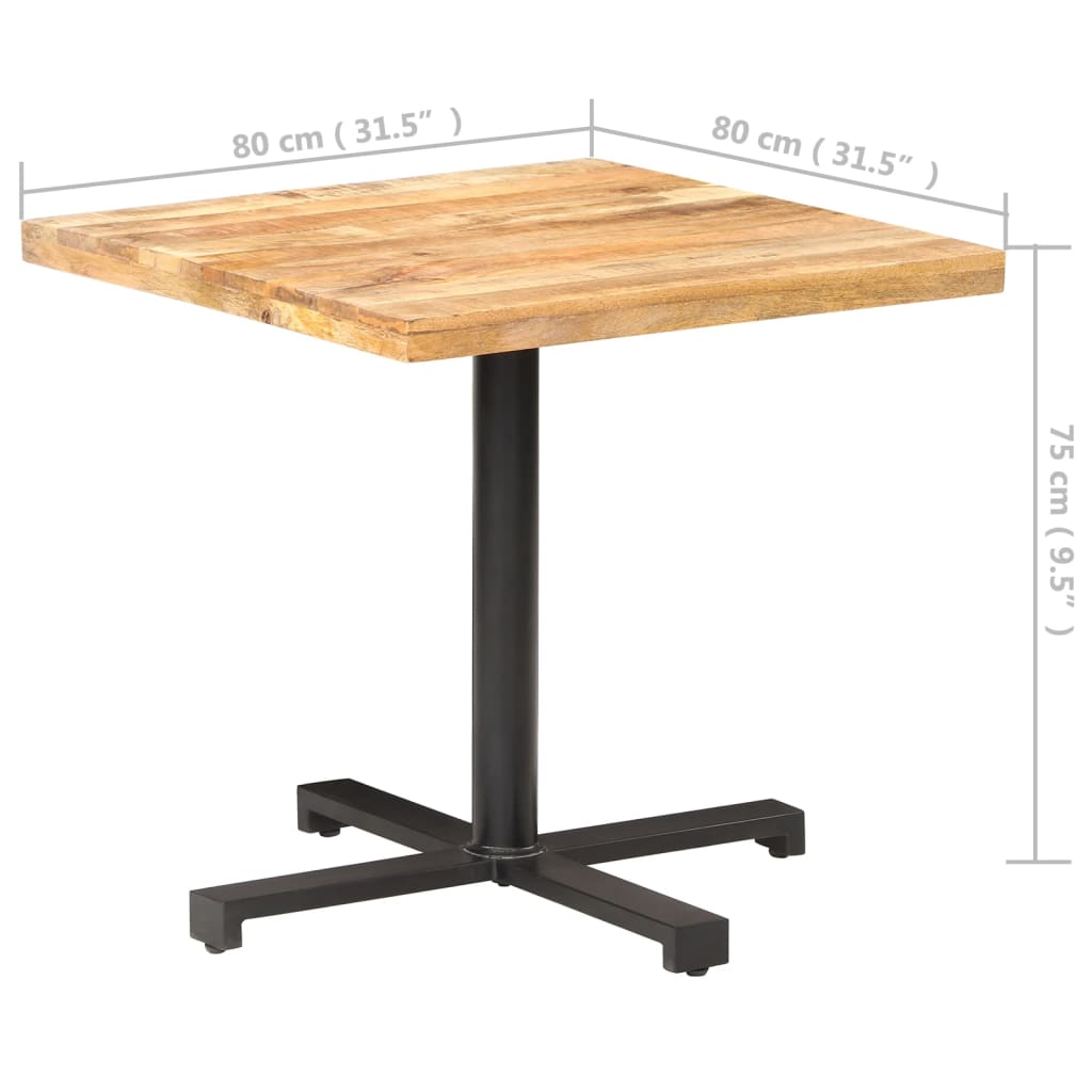 Bistrotafel vierkant 60x60x75 cm ruw mangohout