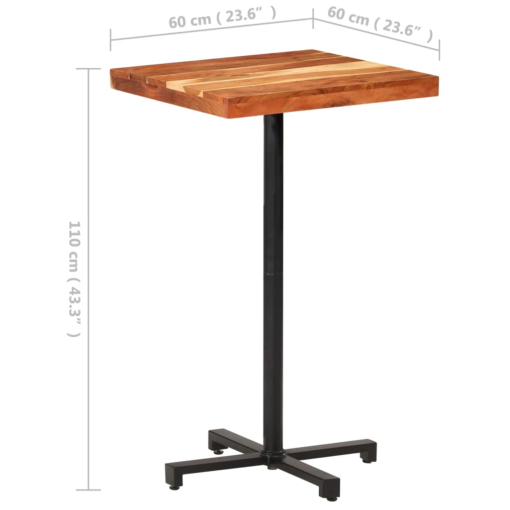 Bistrotafel vierkant 60x60x75 cm ruw mangohout