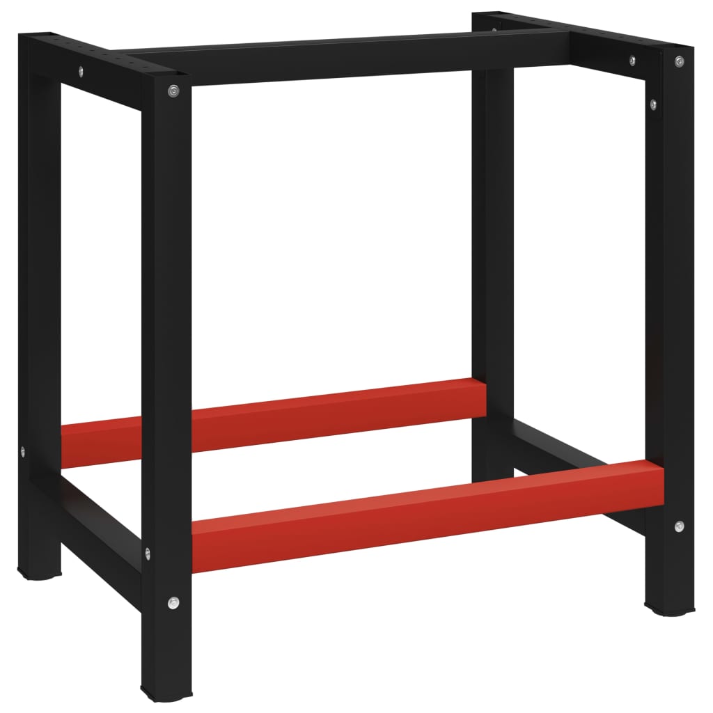 Werkbankframe 80x57x79 cm metaal zwart en rood