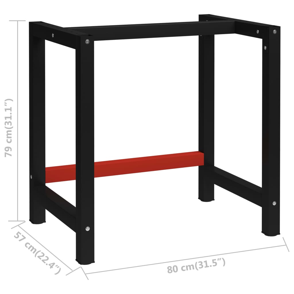 Werkbankframe 70x50x79 cm metaal matzwart en matrood