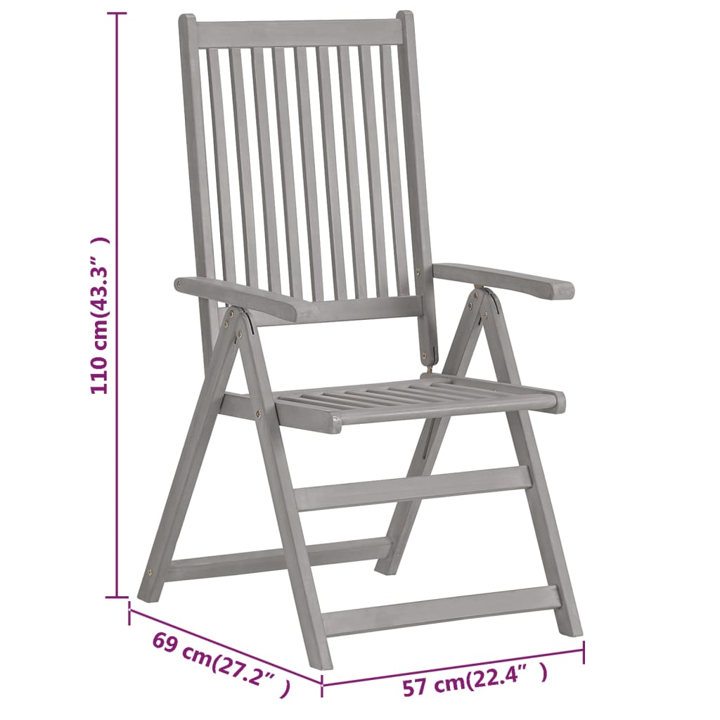 Tuinstoelen 6 st verstelbaar massief acaciahout grijs